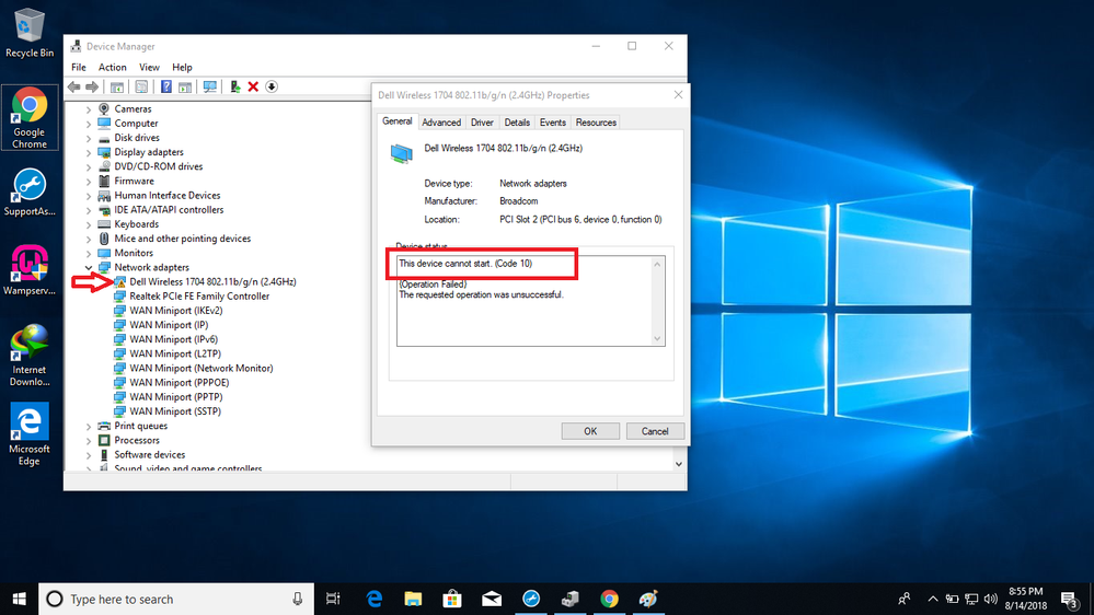 dell laptop not connecting to Wi-Fi in Windows 10